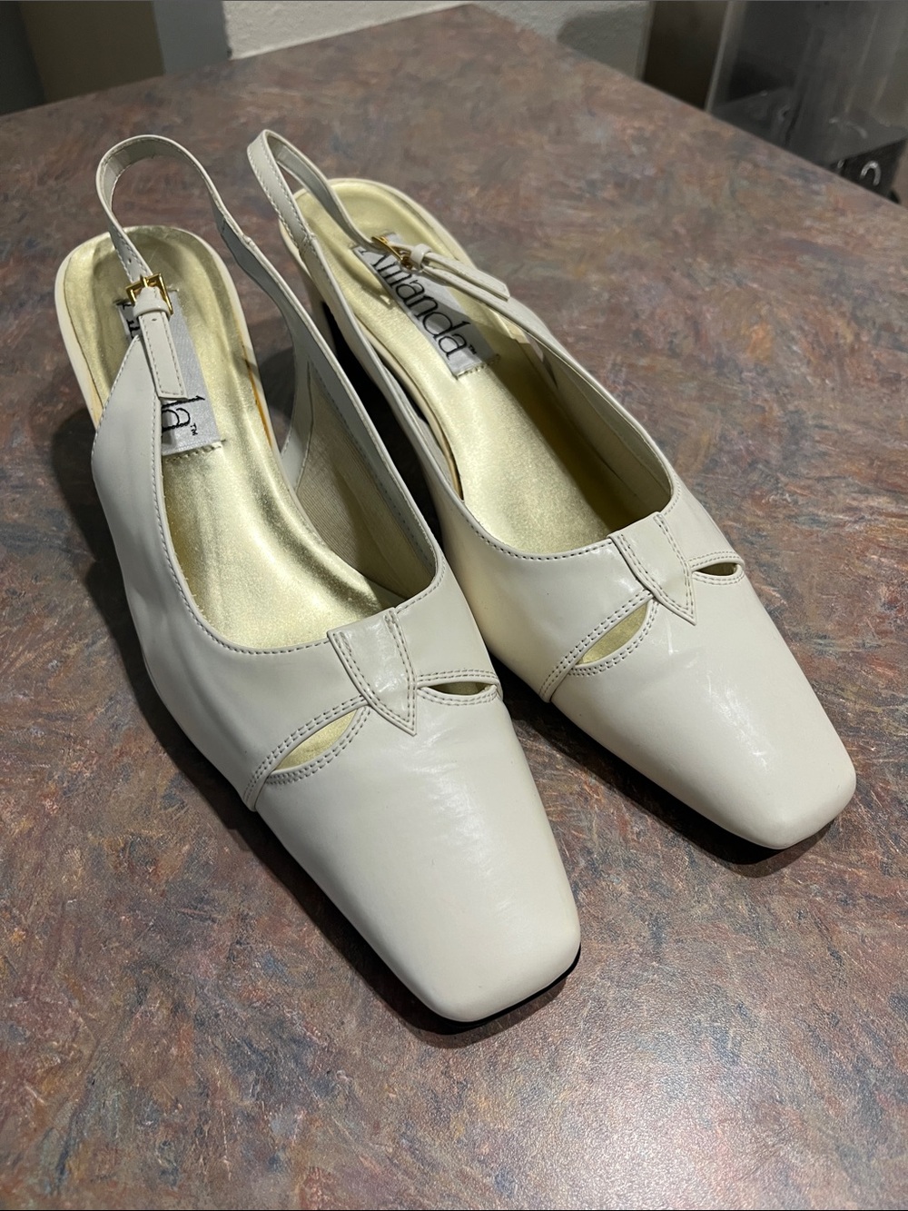 Amanda White Slingback Heels